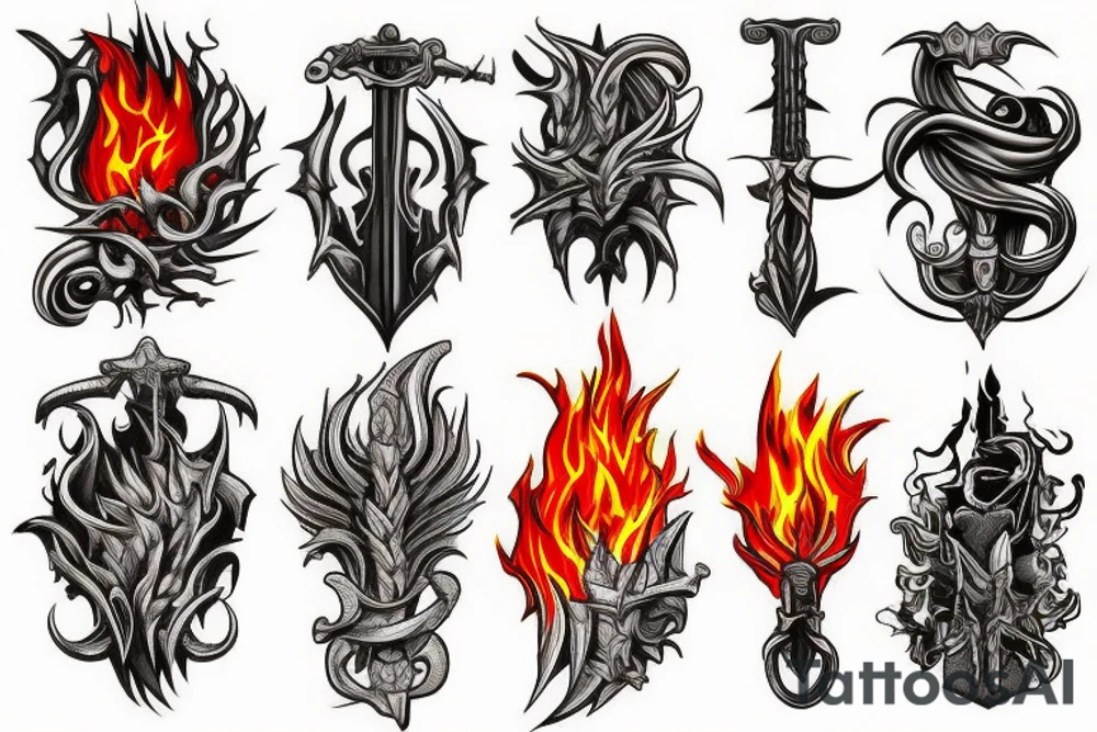 sword in flames tattoo idea