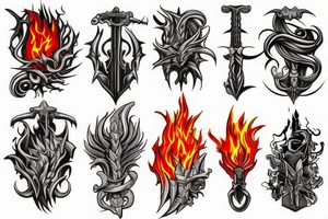 sword in flames tattoo idea