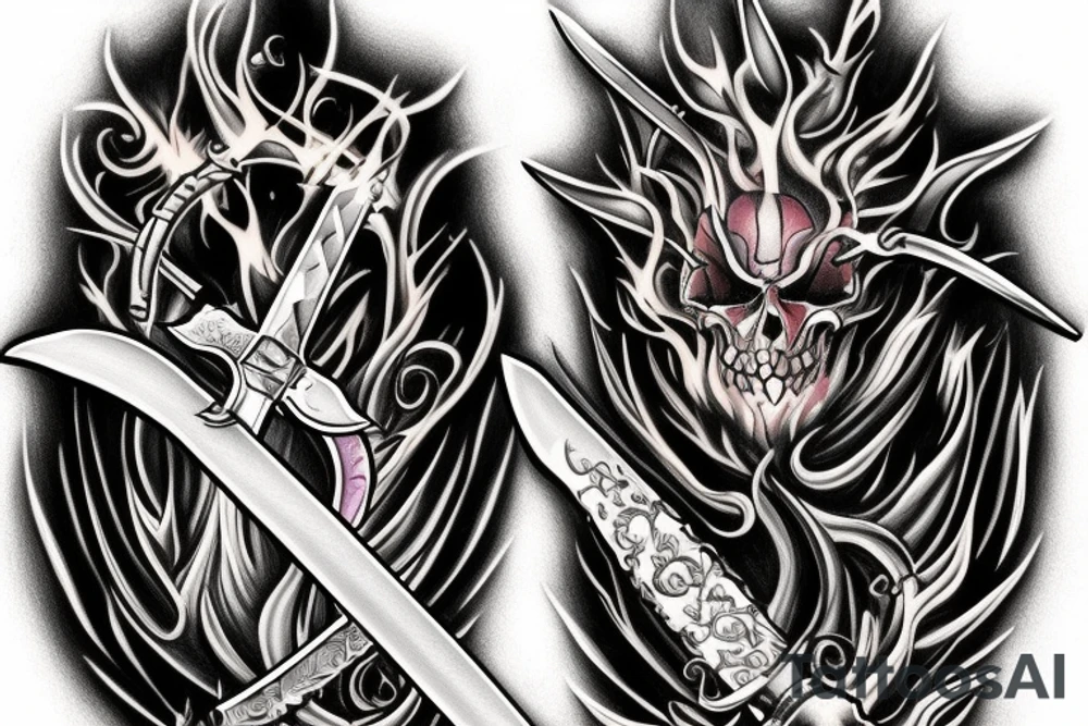 sword in flames tattoo idea