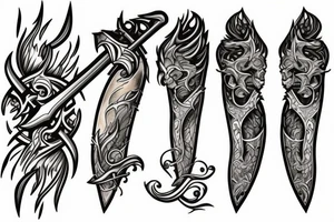 sword and flames tattoo idea