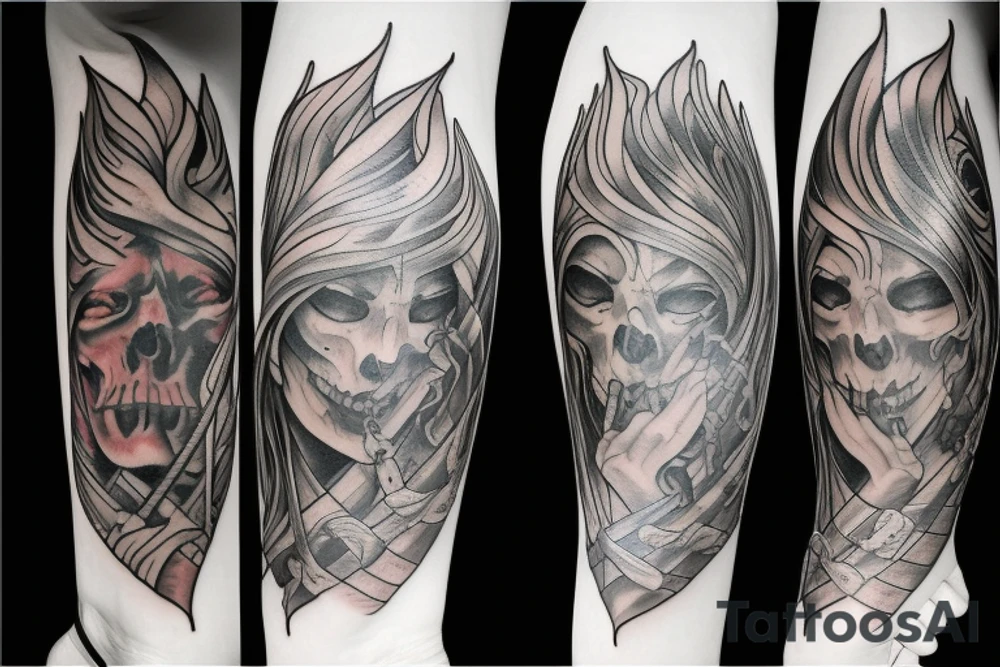 sword and flames tattoo idea