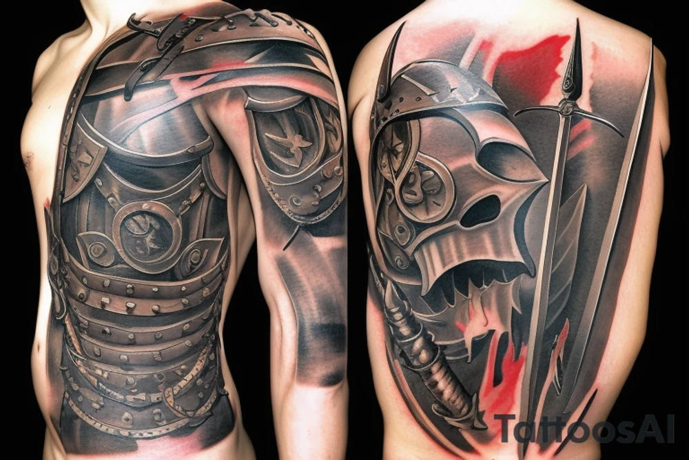 knights sword and flames tattoo idea