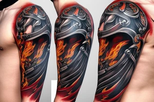 knights sword and flames tattoo idea