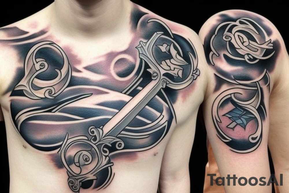 sword and clouds tattoo idea