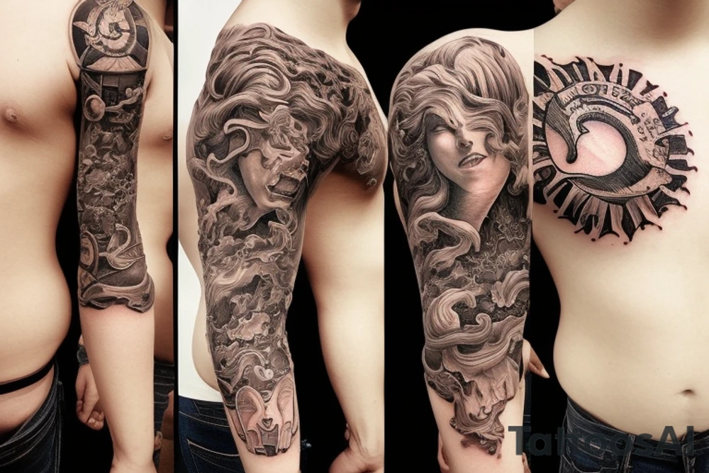 sword and clouds tattoo idea