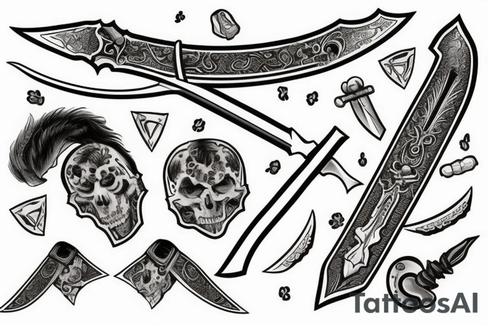 sword surrounded by cloud tattoo idea