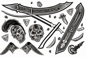 sword surrounded by cloud tattoo idea