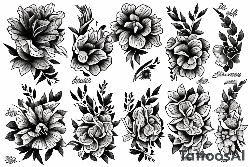 Birth flowers january and September for ribs tattoo idea