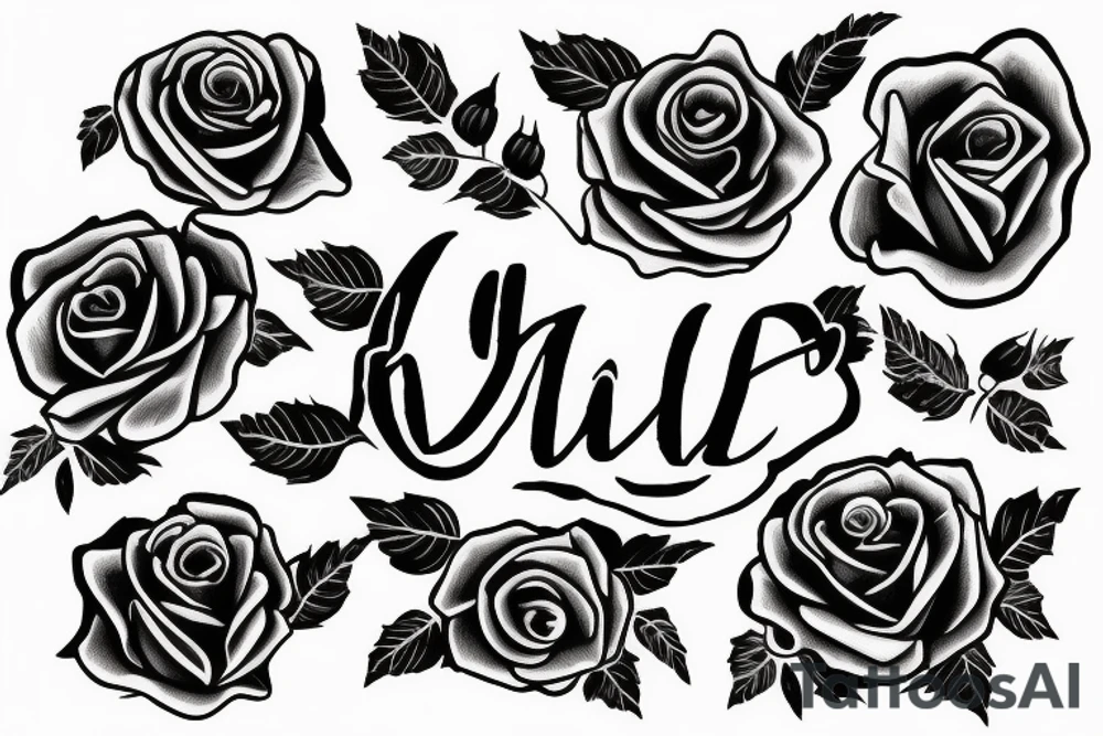Roses with Sanchez lettering tattoo idea