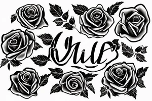 Roses with Sanchez lettering tattoo idea