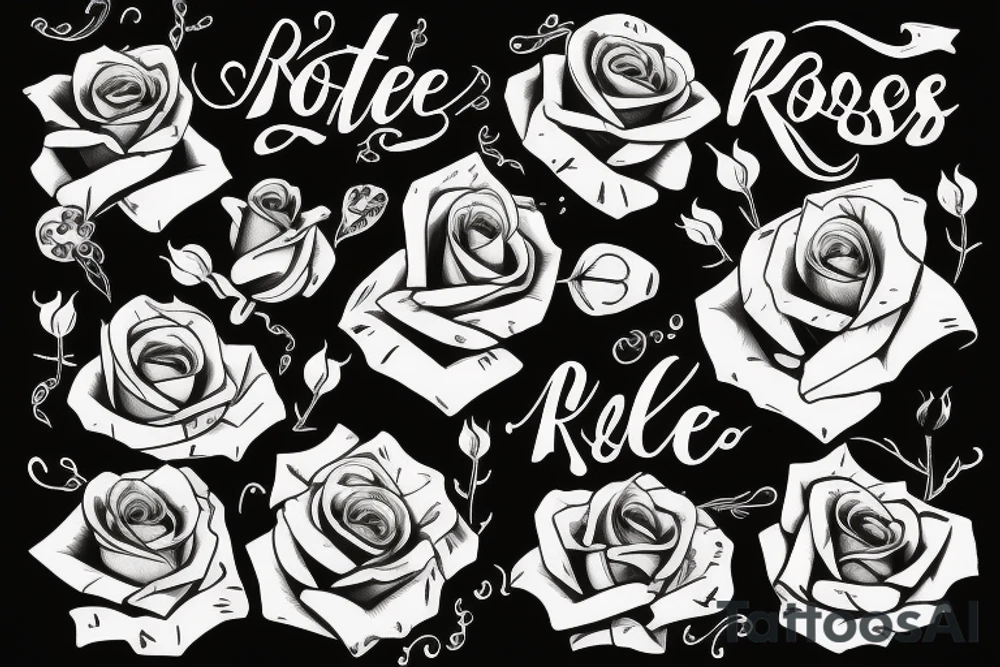 Roses with Sanchez lettering tattoo idea