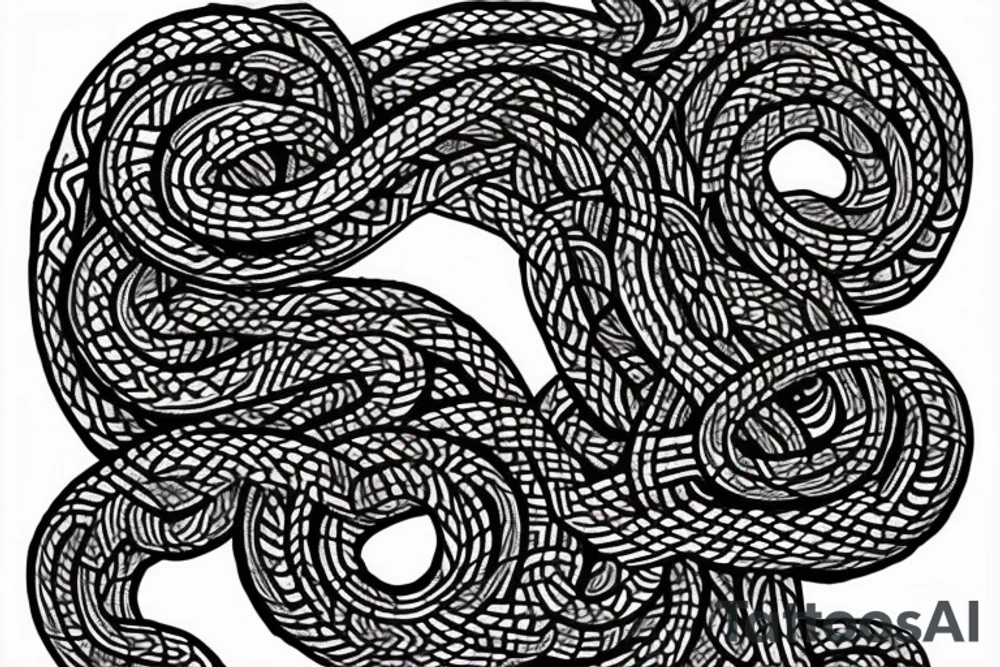 Old Norse rune stone art inspired. Jormungandr, large interlocking snake or lindwyrm in a knotted design for an arm sleeve. Abstract, looks like a stone carving. tattoo idea