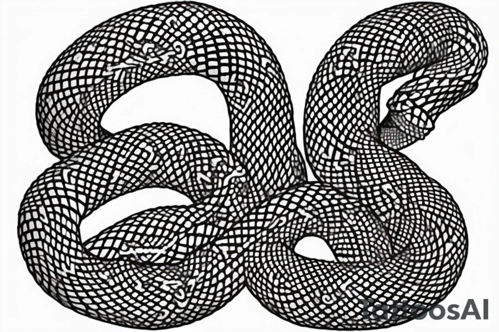 Old Norse rune stone art inspired. Jormungandr, large interlocking snake or lindwyrm in a knotted design for an arm sleeve. Abstract, looks like a stone carving. Viking aesthetic tattoo idea