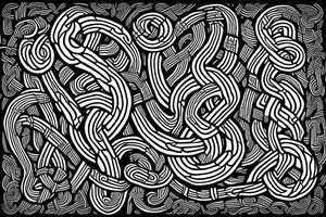 Old Norse rune stone art inspired. Jormungandr, large interlocking lindwyrm in a knotted design for an arm sleeve. Abstract, looks like a stone carving. Viking aesthetic tattoo idea