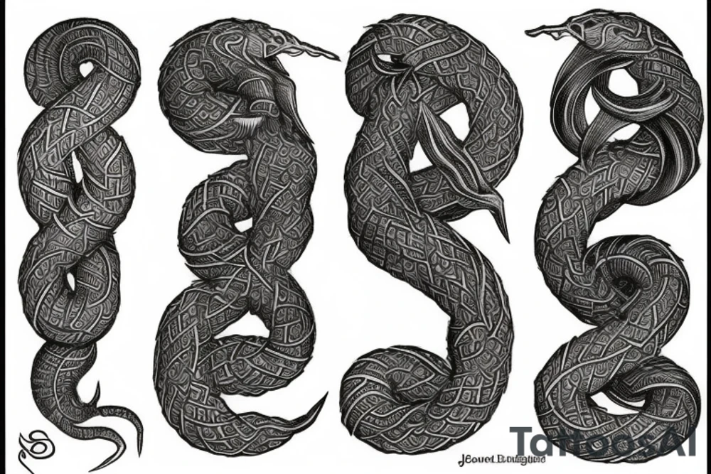 old Norse style jormungandr sleeve tattoo idea