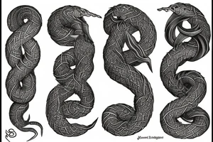 old Norse style jormungandr sleeve tattoo idea