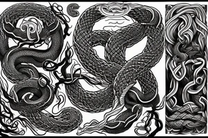old Norse style jormungandr sleeve tattoo idea
