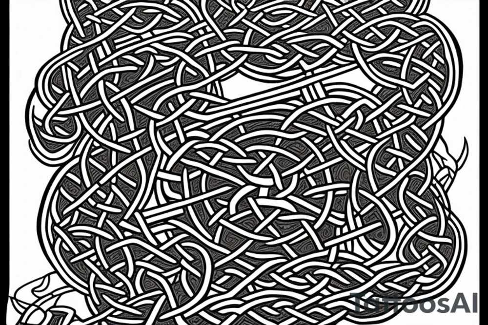 old Norse style jormungandr sleeve Celtic knots tattoo idea