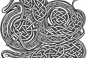 old Norse style jormungandr sleeve Celtic knots tattoo idea