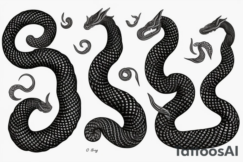 Oseberg style Jormungandr sea serpent arm sleeve tattoo idea Oseberg style Jormungandr sea serpent arm sleeve tattoo idea