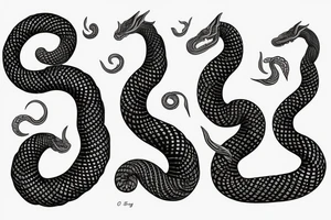 Oseberg style Jormungandr sea serpent arm sleeve tattoo idea