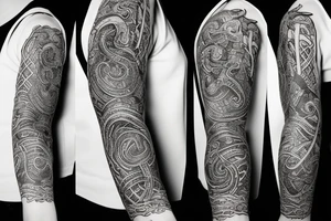 Oseberg style Jormungandr sea serpent arm sleeve tattoo idea