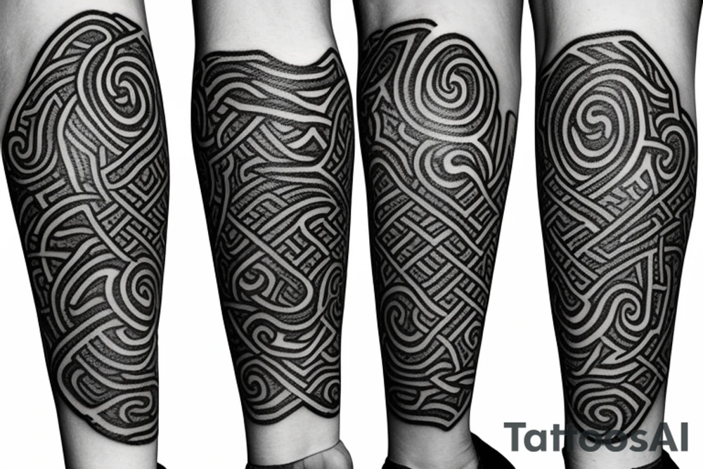 Oseberg style rune stone carving Jormungandr sea serpent arm sleeve tattoo idea