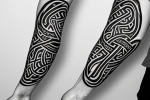 Oseberg style rune stone carving Jormungandr sea serpent arm sleeve tattoo idea