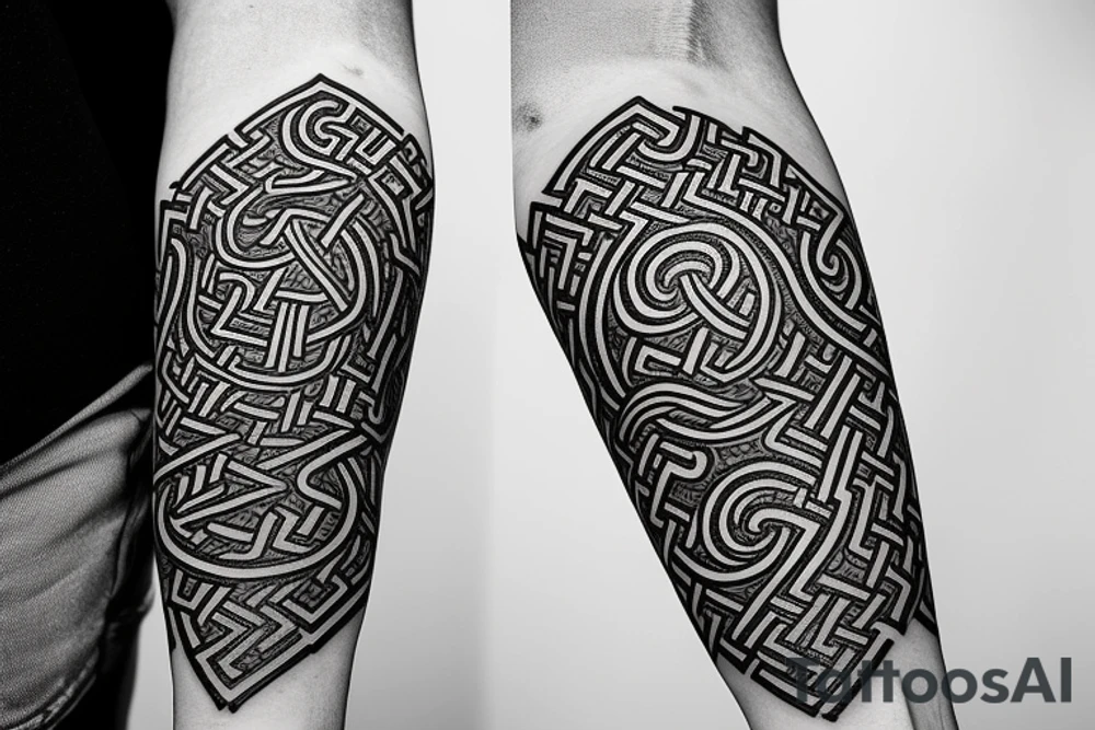 Oseberg style rune stone carving Viking Jormungandr sea serpent arm sleeve tattoo idea
