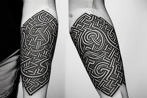 Oseberg style rune stone carving Viking Jormungandr sea serpent arm sleeve tattoo idea