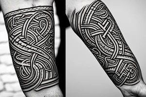 Oseberg style rune stone carving Viking Jormungandr sea serpent arm sleeve tattoo idea