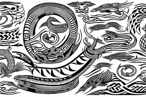 Oseberg style ship carving of sea serpent c.800 tattoo idea