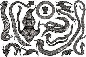 Oseberg style ship carving of sea serpent c.800 tattoo idea