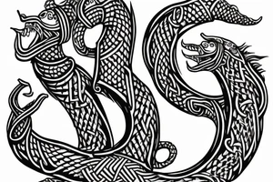 Oseberg style Viking ship carving of sea serpent c.800 arm sleeve tattoo idea