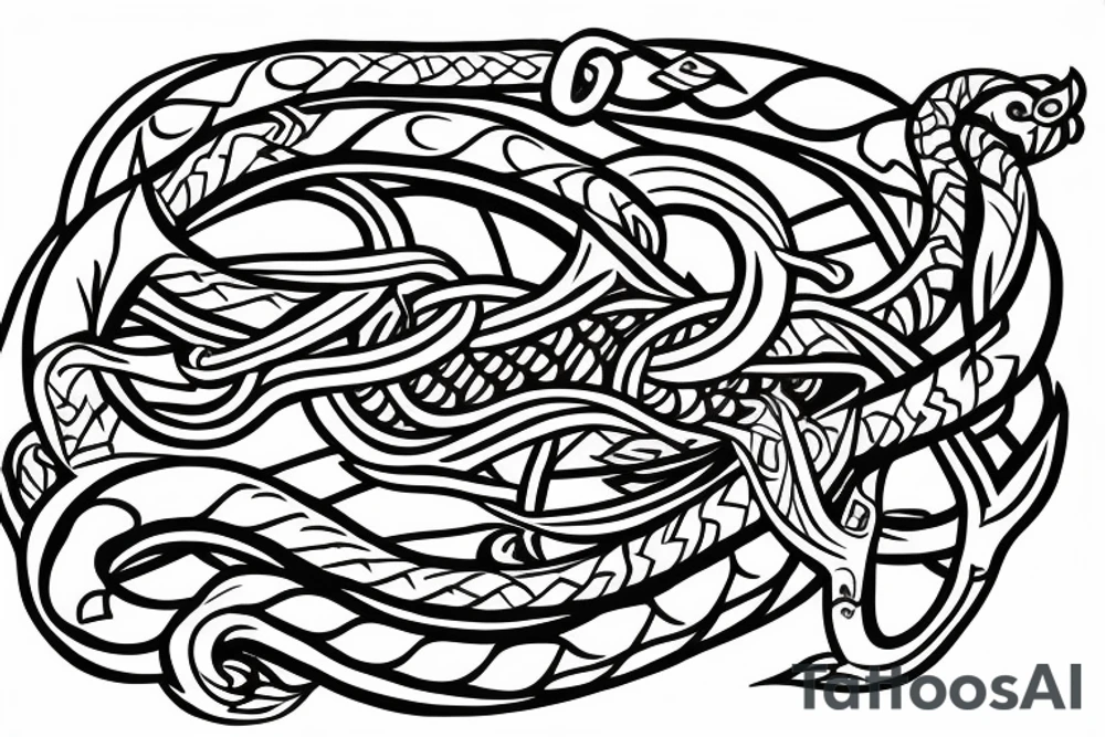 Oseberg style Viking ship carving of sea serpent c.800 arm sleeve tattoo idea