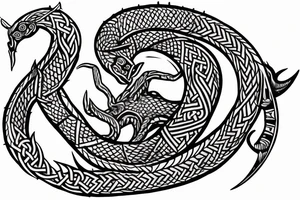 Oseberg style Viking ship carving of sea serpent c.800 arm sleeve tattoo idea