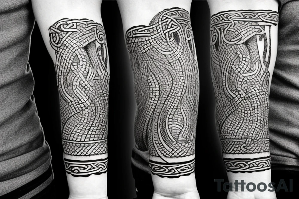 Oseberg style Viking ship carving of sea serpent c.800 arm sleeve. Simple tattoo idea