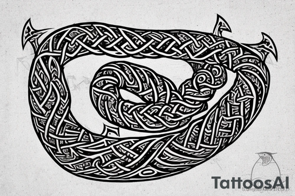 Oseberg style Viking ship carving of sea serpent c.800 arm sleeve. Simple tattoo idea