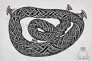 Oseberg style Viking ship carving of sea serpent c.800 arm sleeve. Simple tattoo idea