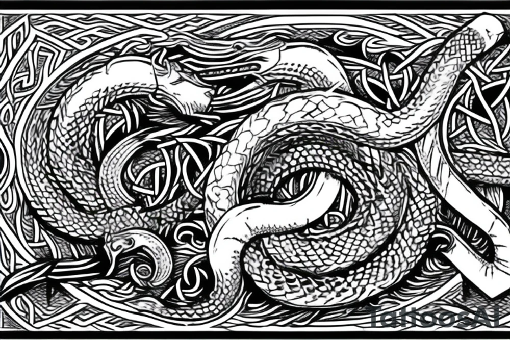 Oseberg style Viking ship carving of sea serpent c.800 arm sleeve. Thor tattoo idea