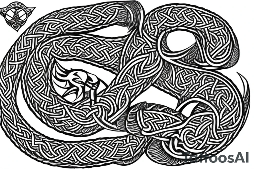 Oseberg style Viking ship carving of sea serpent c.800 arm sleeve. Thor tattoo idea