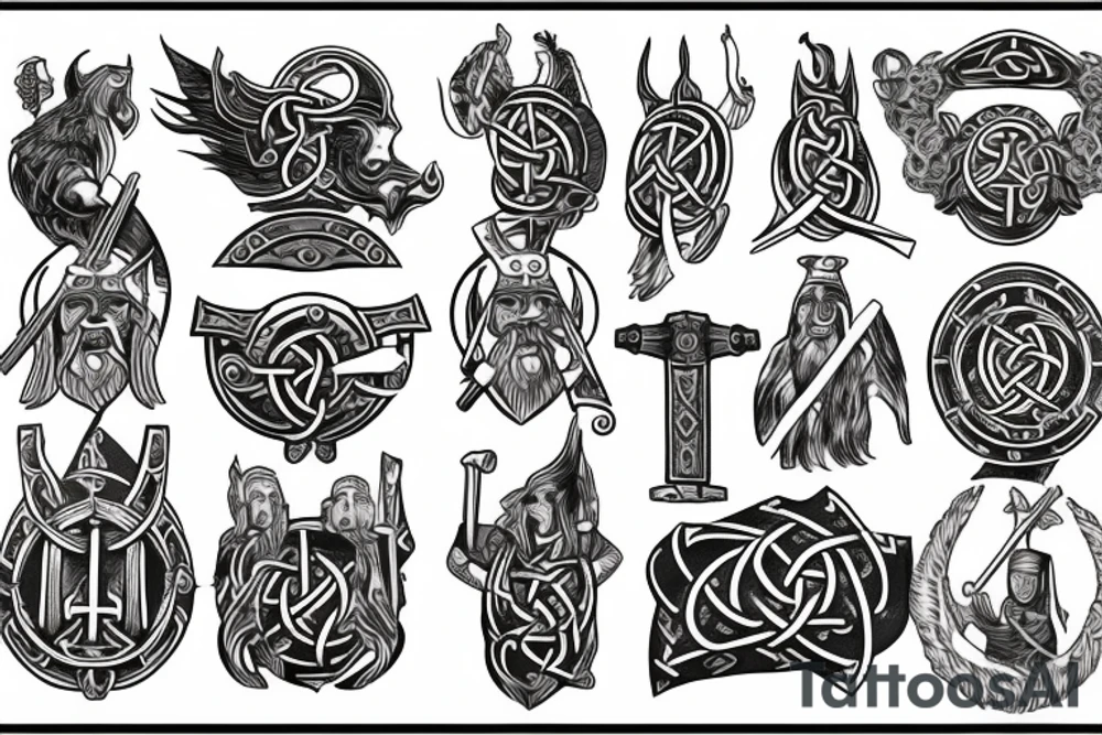 Oseberg style Viking stone carving Christian themes tattoo idea