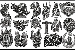 Oseberg style Viking stone carving Christian themes tattoo idea