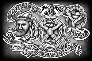 Oseberg style Viking stone carving Christian themes tattoo idea