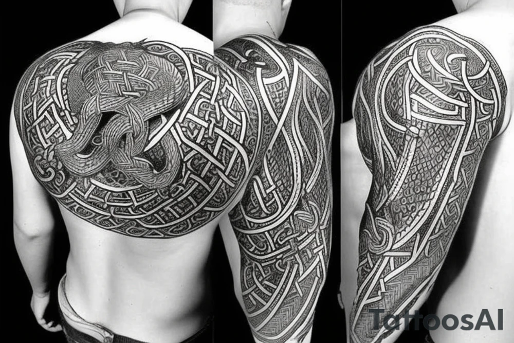 Oseberg style Viking jormungandr tattoo idea