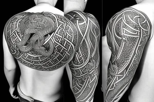 Oseberg style Viking jormungandr tattoo idea