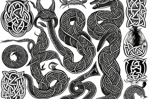 Oseberg style Viking jormungandr tattoo idea