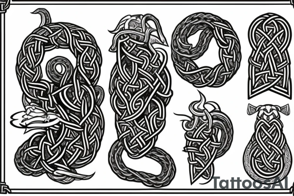 Oseberg style Viking jormungandr simple tattoo idea Oseberg style Viking jormungandr simple tattoo idea