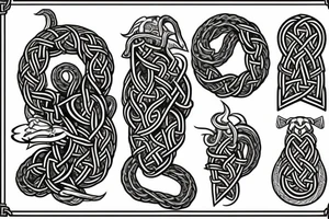 Oseberg style Viking jormungandr simple tattoo idea