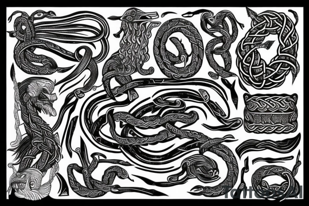 Oseberg style Viking jormungandr simple tattoo idea